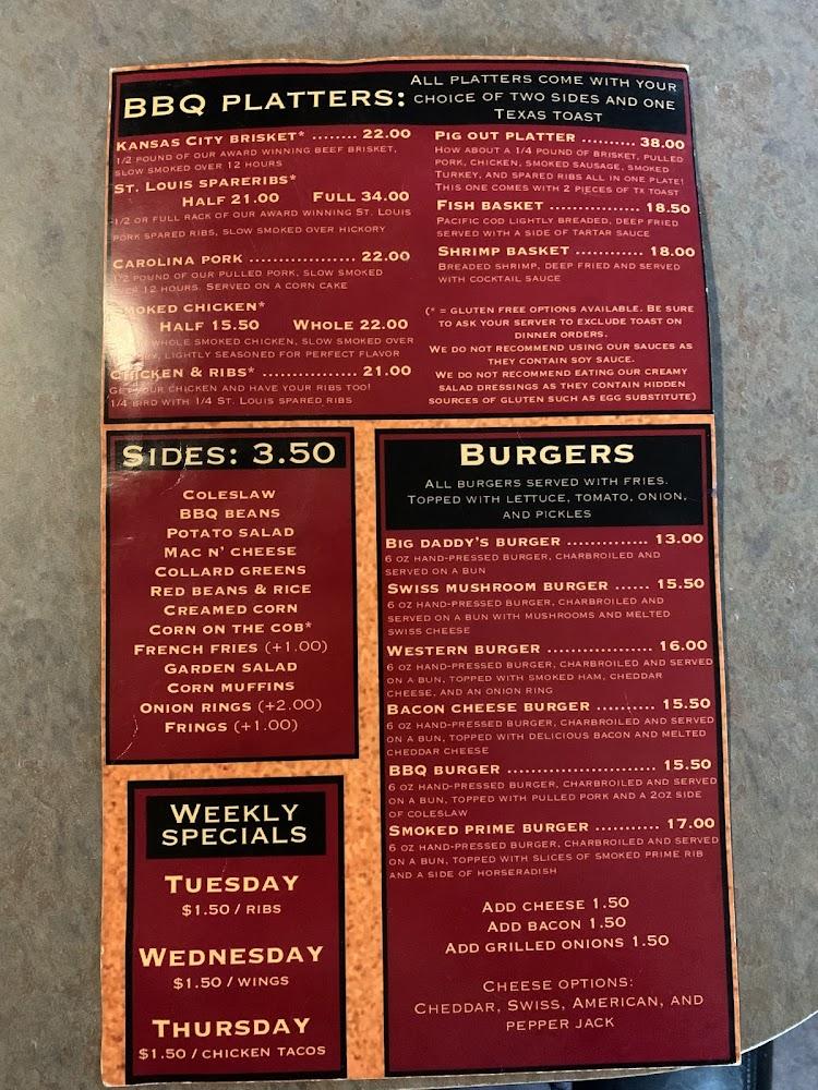 Big Daddy's BBQ & Banquet Hall Menu image 2